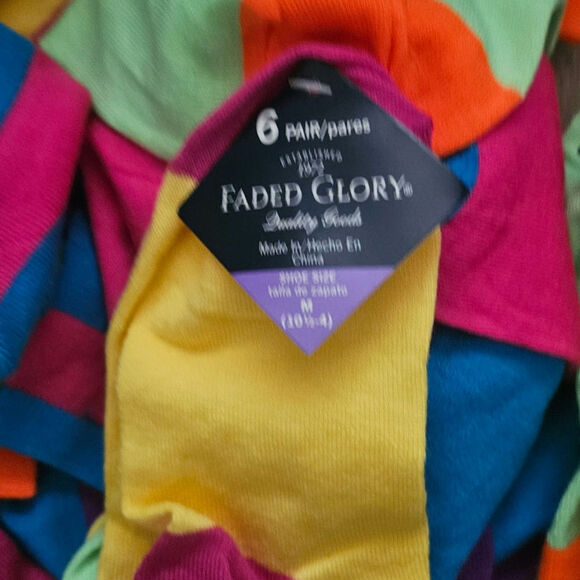 Faded Glory 4 sets of multi-colored girls sock size 4-5 - Picture 8 of 11
